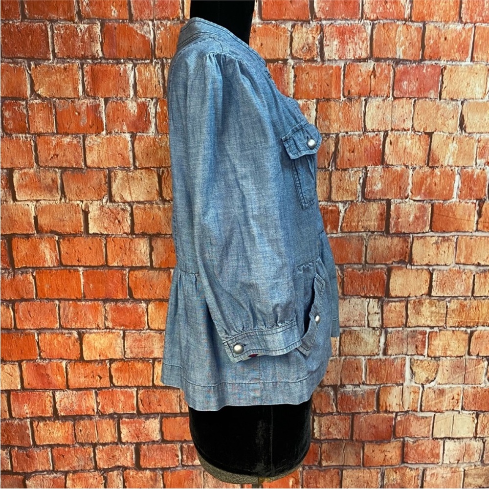 Style‎ & Co Chambray Ruffle Hem Jacket - Picture 8 of 10